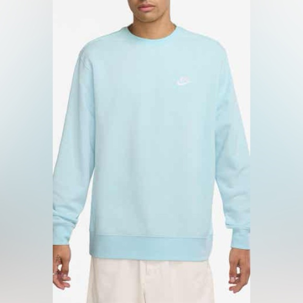 Nike Sportswear Club Crew Sweatshirt, Light Aqua Blue, Unisex Small